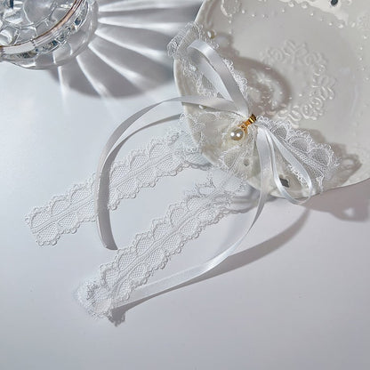 Black/White Beaded Decorated Bow Tie