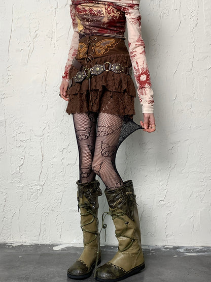 Black Y2K Fishnet Design Tights