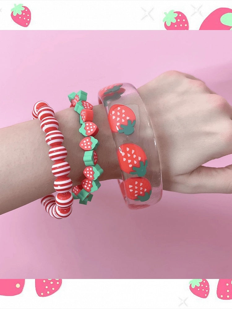 Red/Pink Y2K Strawberry Print Bangle