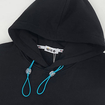 Black/White/Blue Round Neck Cyberpunk Sweatshirt