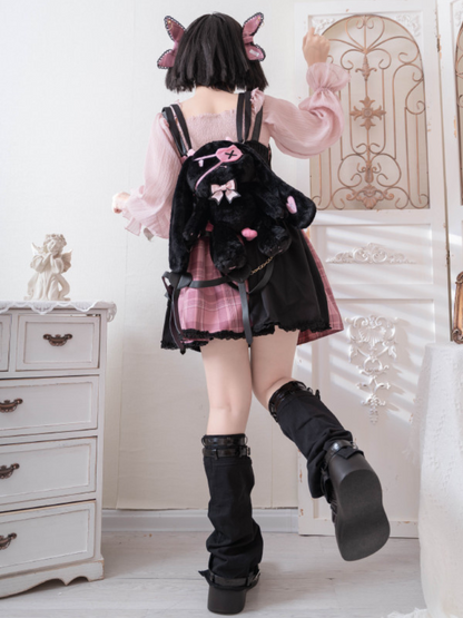 Devil Bunny Black and Pink Plush Bag