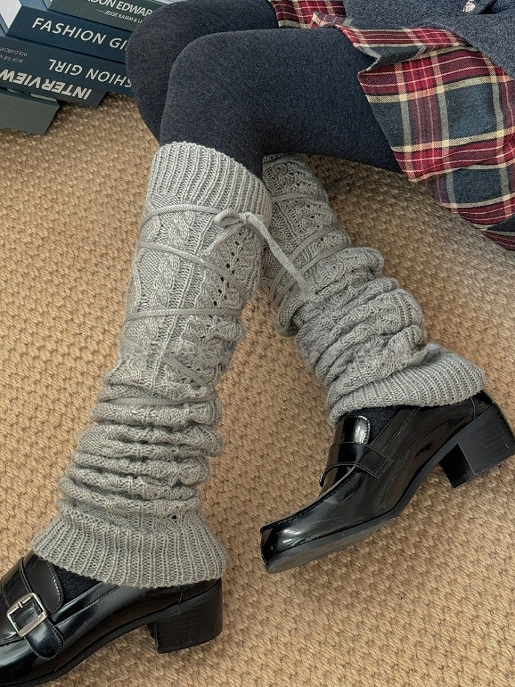White/Beige/Light Grey/Camel/Dark Grey/Black Y2K Knitted Leg Warmers