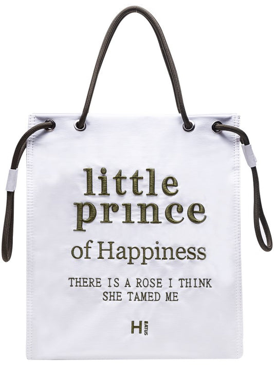 Chic White & Green Alphabet Embroidery Tote Bag with Zipper Closure And Drawstring Strap