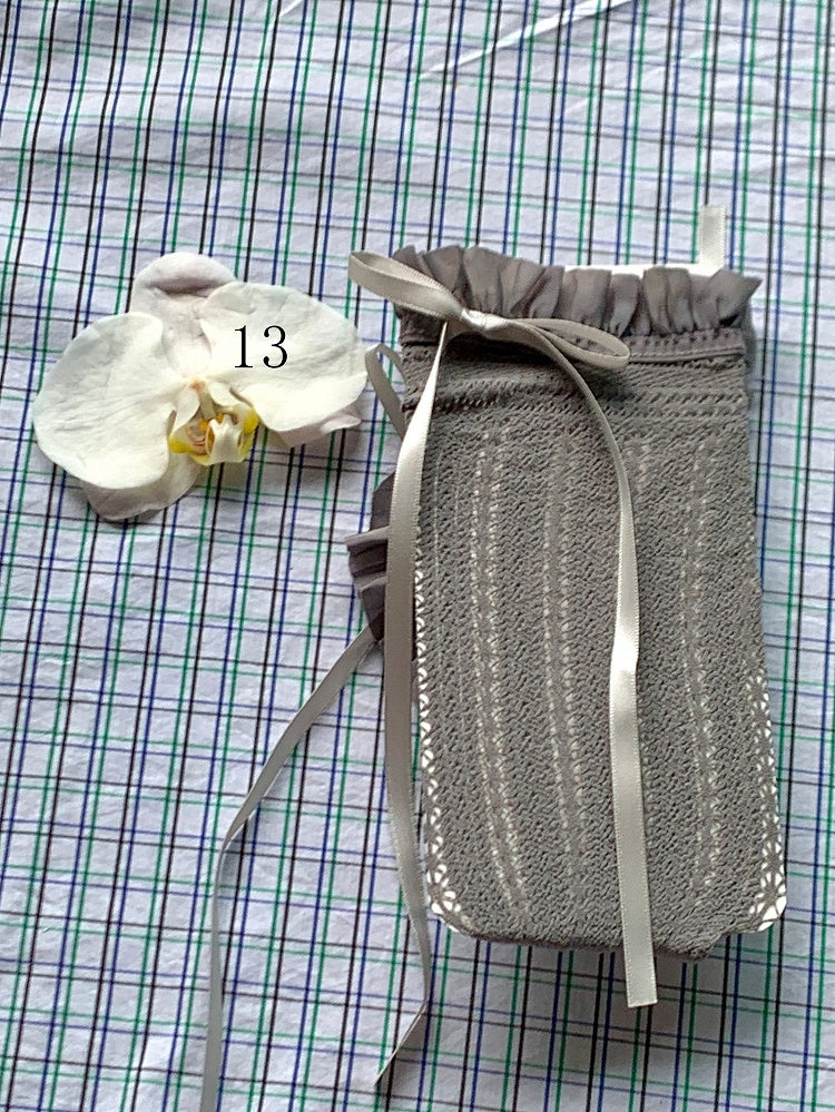 White/Milky White/Black/Red/Purple/Grey/Brown Lolita Lace Trim Bowknot Socks