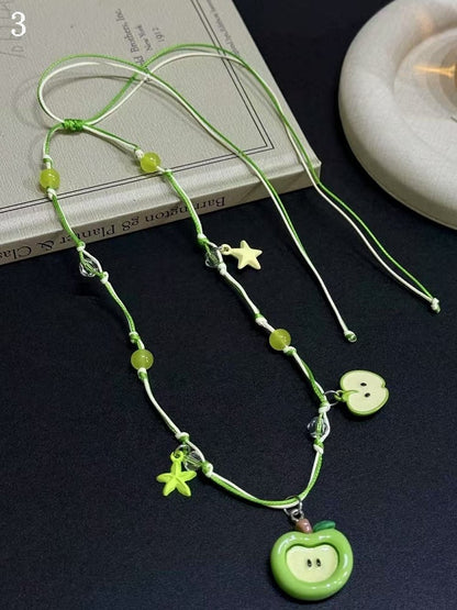 4 Options Green Apple Necklace/Ear Clips/Ring