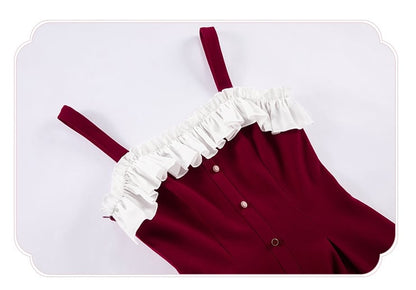 Red Slim Fit Waist Elegant Lolita Fashion Dress