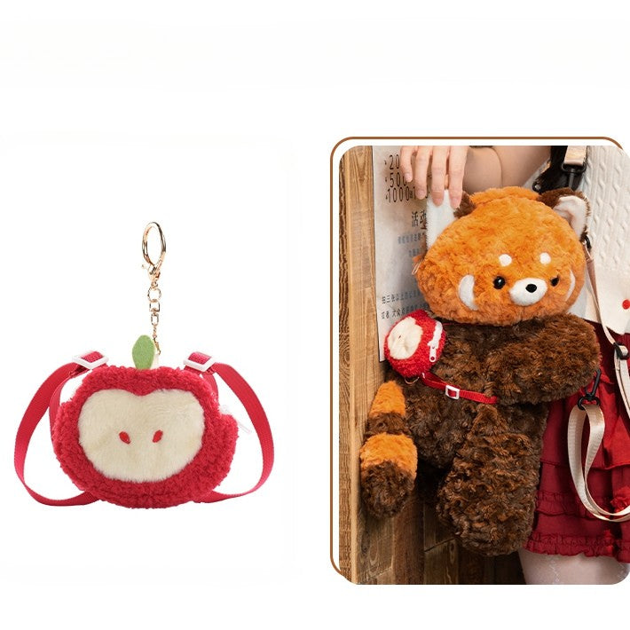 Cute Red Panda Brown 40cm Plush Backpack/Crossbody Bag + Keychain