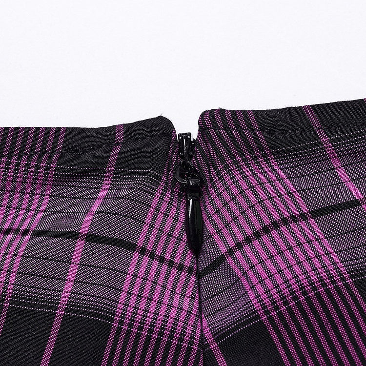 Black and Violet Sweet Punk Pleated Skirt