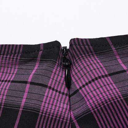 Black and Violet Sweet Punk Pleated Skirt