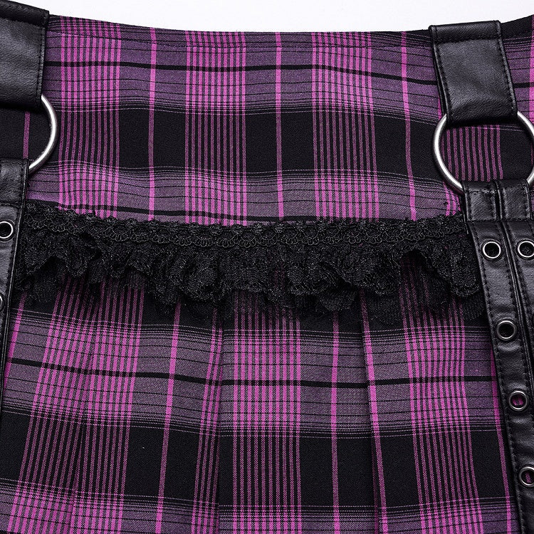 Black and Violet Sweet Punk Pleated Skirt