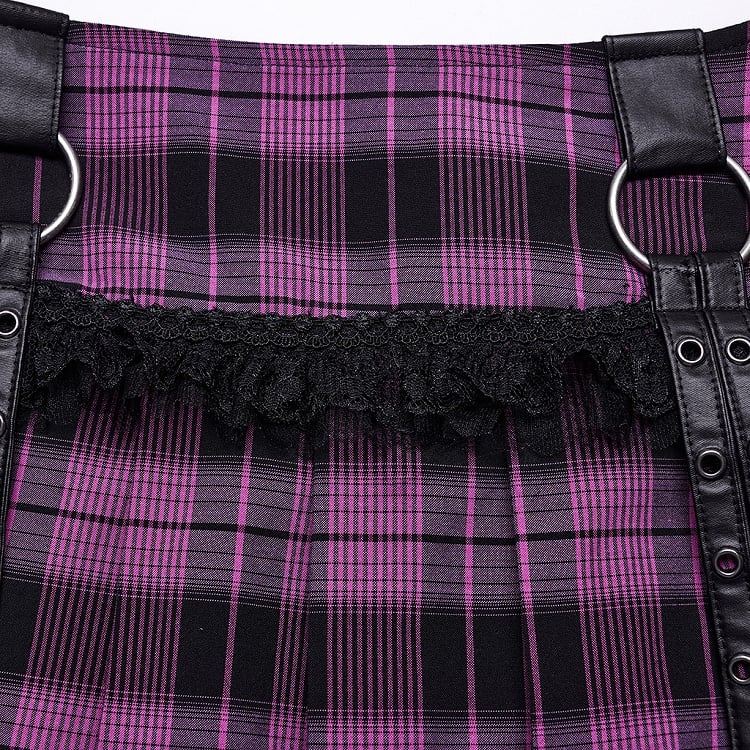 Black and Violet Sweet Punk Pleated Skirt
