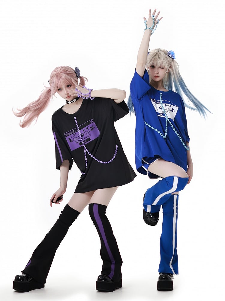 Black and Purple Colorblock Design Leg Warmers