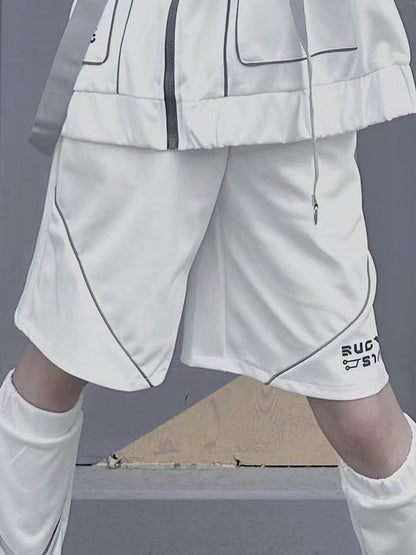 White Futuristic Cyberpunk Shorts