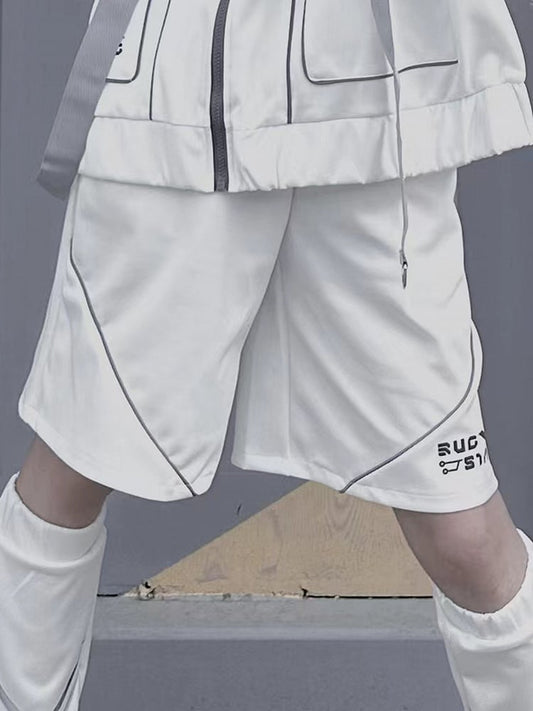 White Futuristic Cyberpunk Shorts