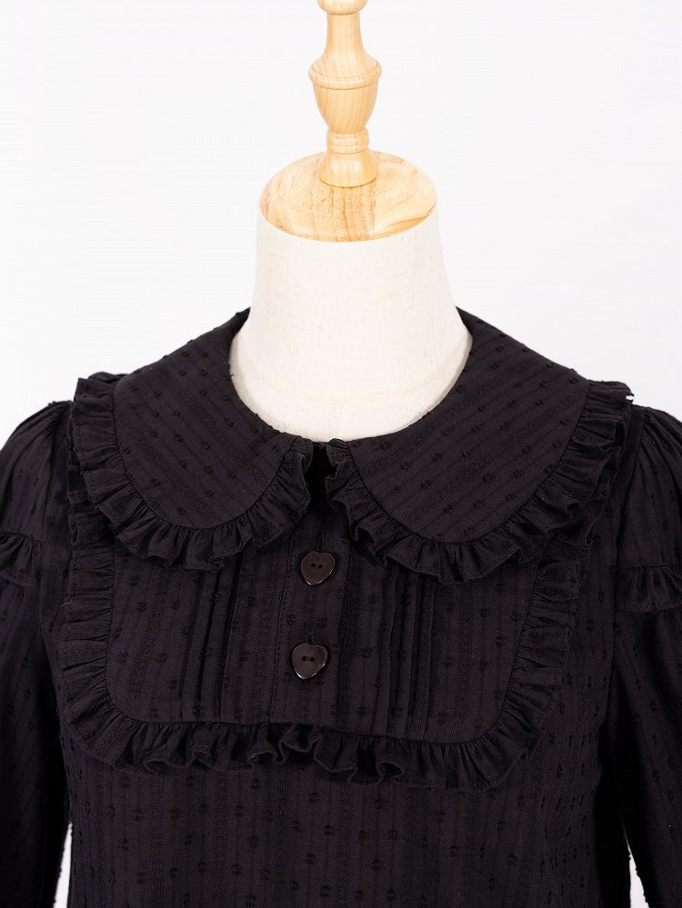 Plus Sizes Available Black Ruffle Trim Peter Pan Collar Sweet Lolita Blouse