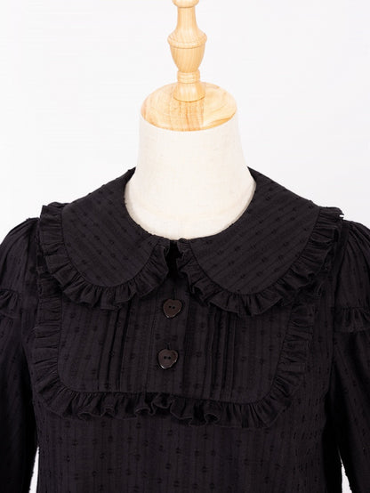 Plus Sizes Available Black Ruffle Trim Peter Pan Collar Sweet Lolita Blouse