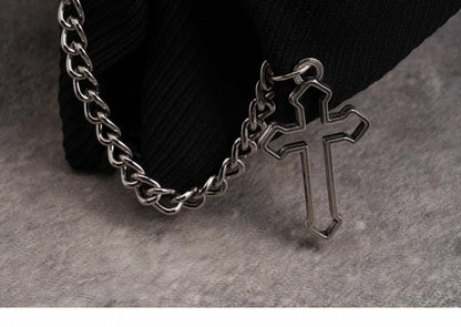 Gothic Cross Chain Decorated Black Bow Claw Clip