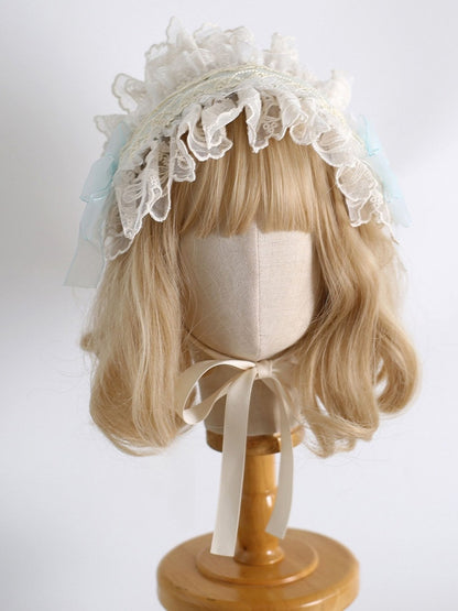9 Color Options Sweet Lolita Bowknot Details Ruffled Hairband