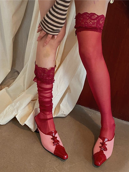 11 Color Options Lace Detail Sheer Stockings