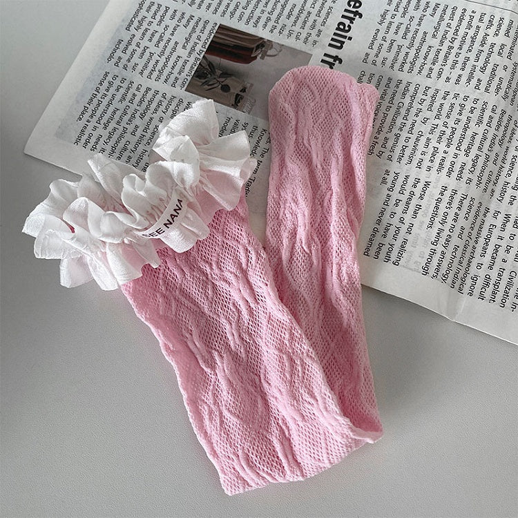 5 Color Options Floral Pattern Lace Trim Underknee Stockings