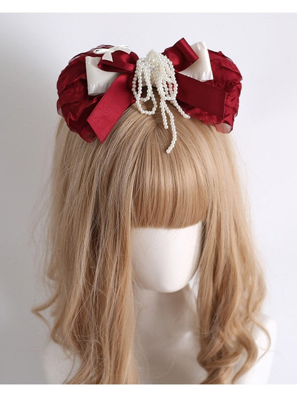Red Beaded Tassel Bowknot Hairclip