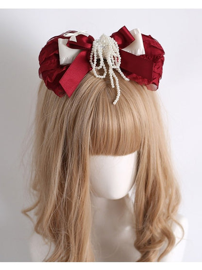 Red Beaded Tassel Bowknot Hairclip