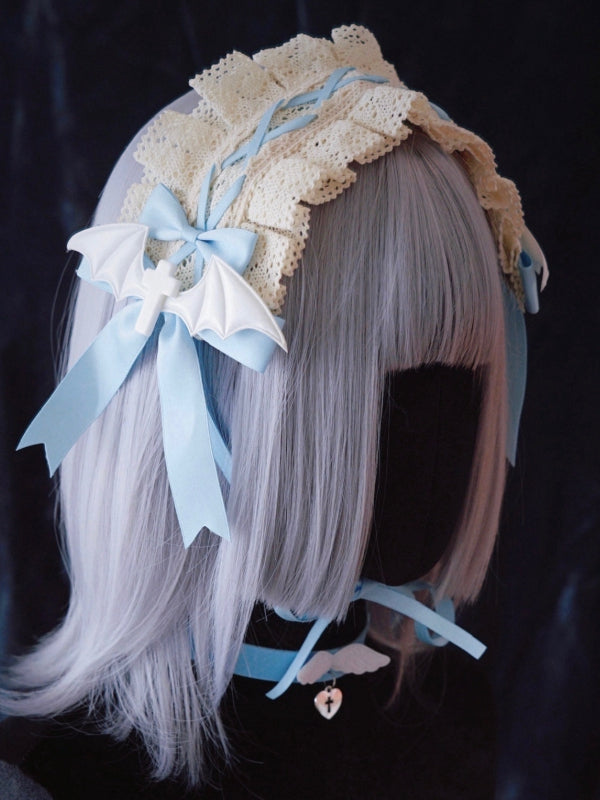 Crosses and Wings Blue and White Bowknots Hairband