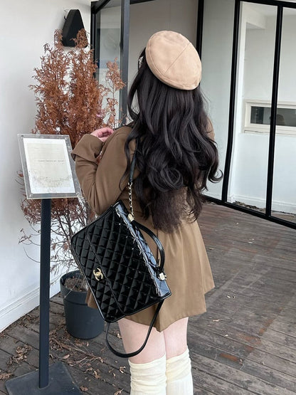 Plus Size - Coffee Preppy High Waist Overalls Suspender Skirt