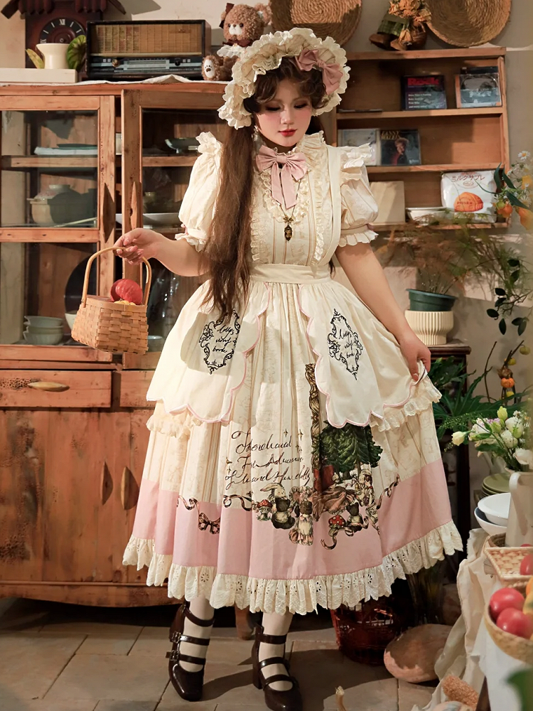 Plus Sizes Available Creamy Short Sleeves Lolita Cotton Dress Sweet Lolita One Piece
