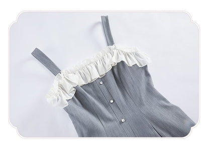 Gray Slim Fit Waist Elegant Lolita Fashion Dress