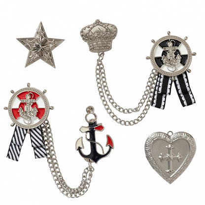 Punk Rock Distressed Design Graphic/Metal Badge Set