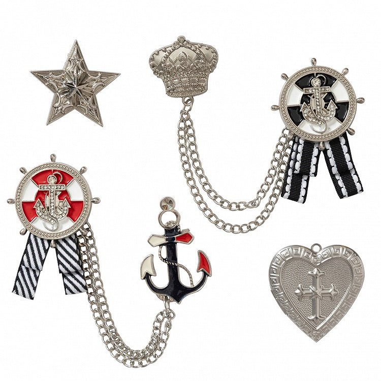 Punk Rock Distressed Design Graphic/Metal Badge Set