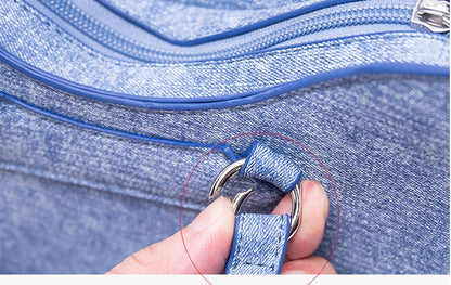 Stars and Sweethearts Decorated Denim Blue Butterfly Shaped Backpack