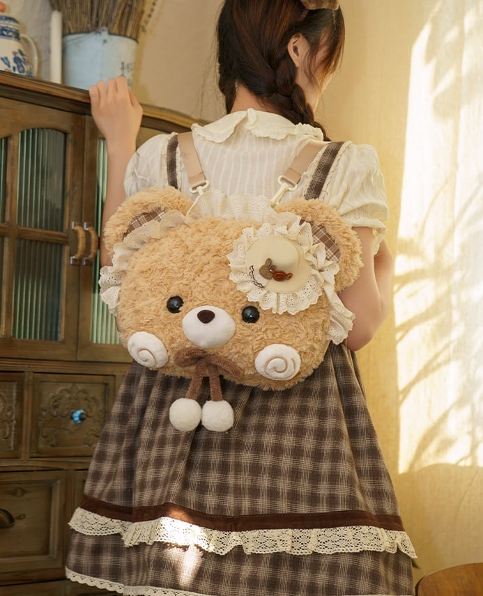 Brown Kawaii Oversized Bear Backpack With Detachable Straps