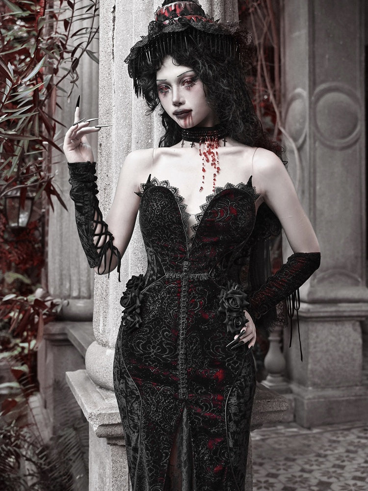 Black and Red Goth Adjuatable Lace-up Sleeves