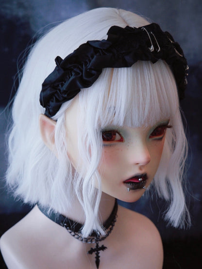 Black Ruffle Lace Trim With Pins Details KC