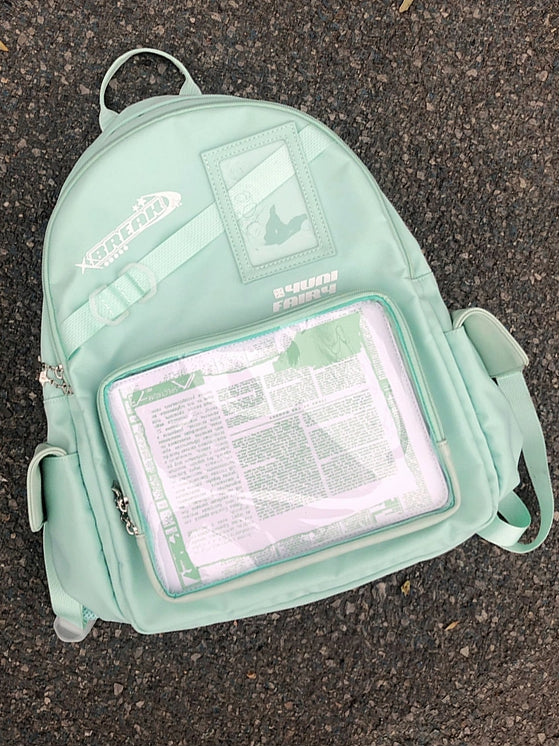 Large Capacity Daily Star Decoration Green Ita Backpack - Comes with Adjustable Strap