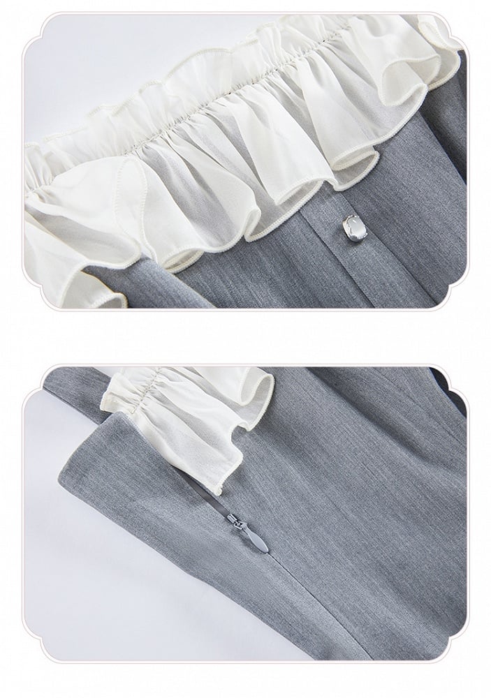 Gray Slim Fit Waist Elegant Lolita Fashion Dress