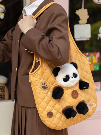 Yellow Cut-out Design Crossbody Bag With 3 Options Detachable Plushie