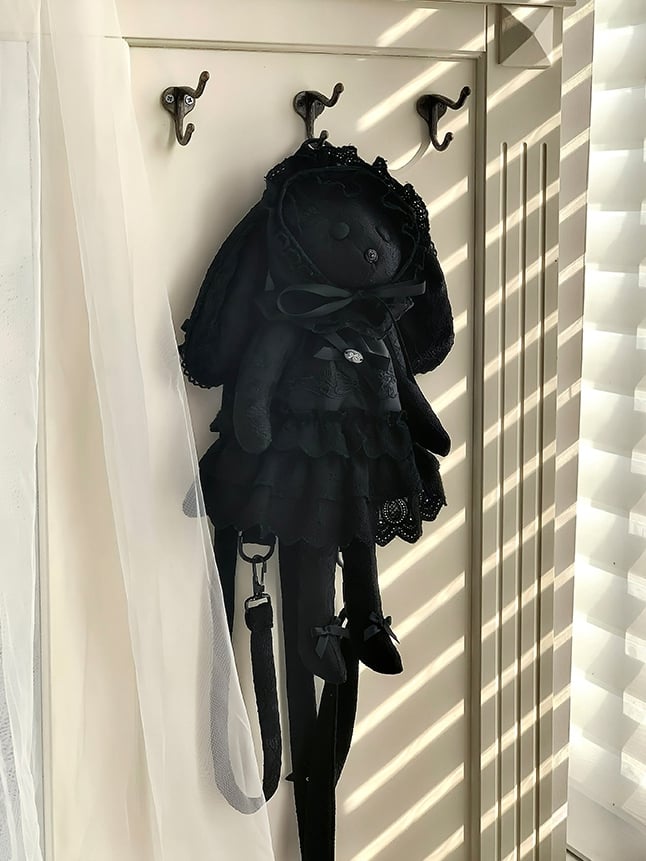 Black Kitten Backpack / Crossbody Bag + Dress + Hat