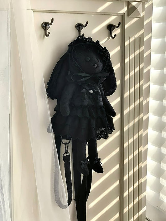 Black Kitten Backpack / Crossbody Bag + Dress + Hat