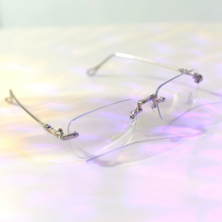 Silver Cyberpunk Rimless Glasses