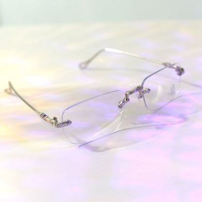 Silver Cyberpunk Rimless Glasses