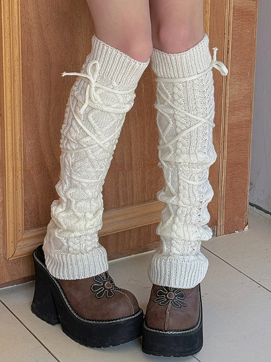 White/Beige/Light Grey/Camel/Dark Grey/Black Y2K Knitted Leg Warmers