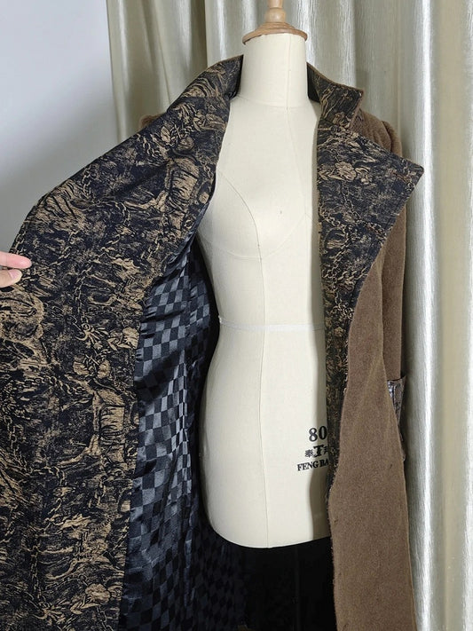 Ouji Fashion Coffee Convertible Collar Lolita Woolen Coat with Leather Accents