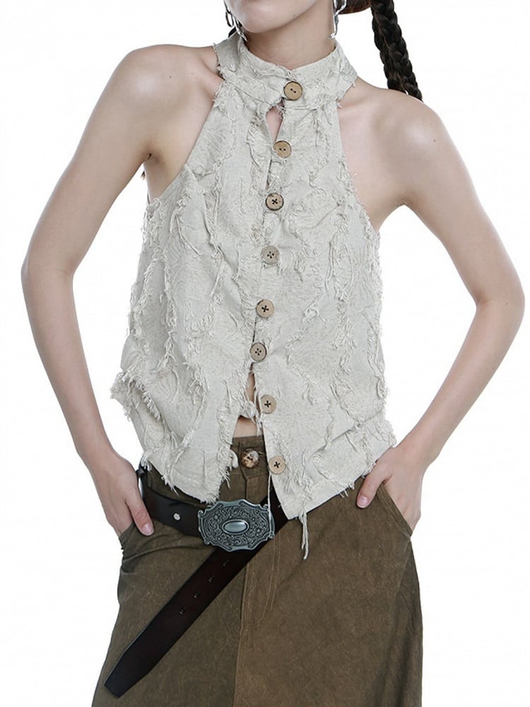 Light Khaki Wasteland Punk Tank Top