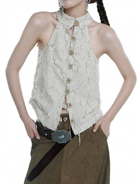Light Khaki Wasteland Punk Tank Top