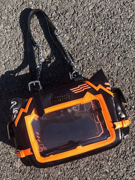 Black & Orange Cute Kitty Ear Design Ita Bag