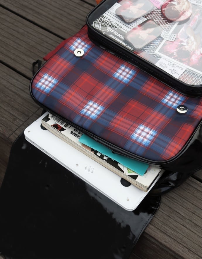 Red Plaid Star Ita Backpack