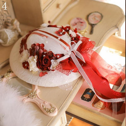 4 Options Beaded Decorated Floral Design Bowknot Decorated Mini Hat